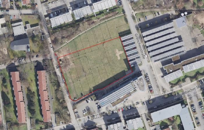 Lageplan des Areals hinter dem Ladenzentrum  