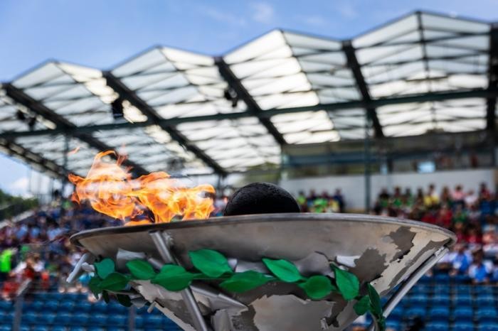 Im Frankenstadion brennt das olympische Feuer. SOBW/Sarah Rauch
