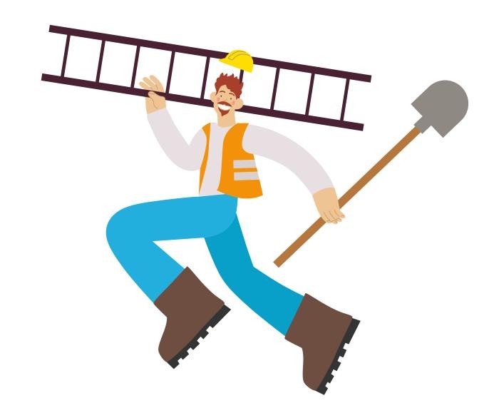 Balduin mit Leiter und Schaufel