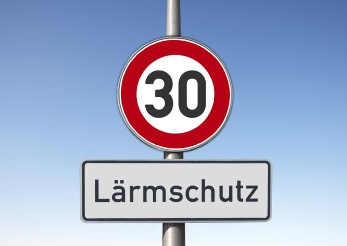 Verkehrszeichen 30 km/ mit Zusatz Lärmschutz