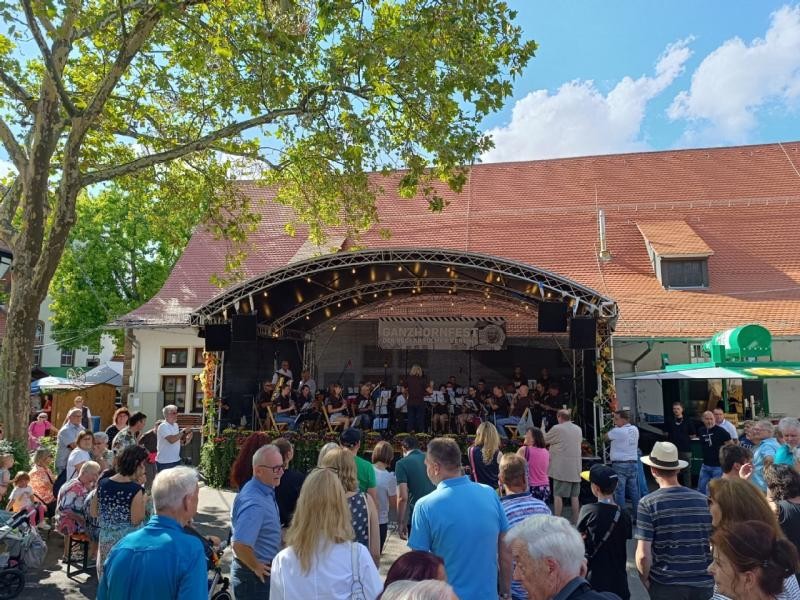 Festbesucher beim Ganzhornfest vor der Hauptbühne Museumsplatz